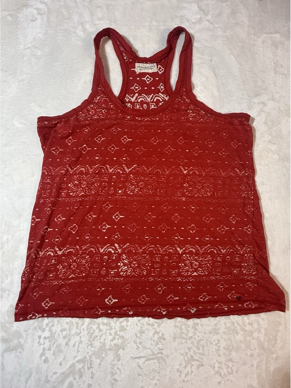 Denim & Supply Ralph Lauren Womens LG Red Racerback Tank Top Cotton